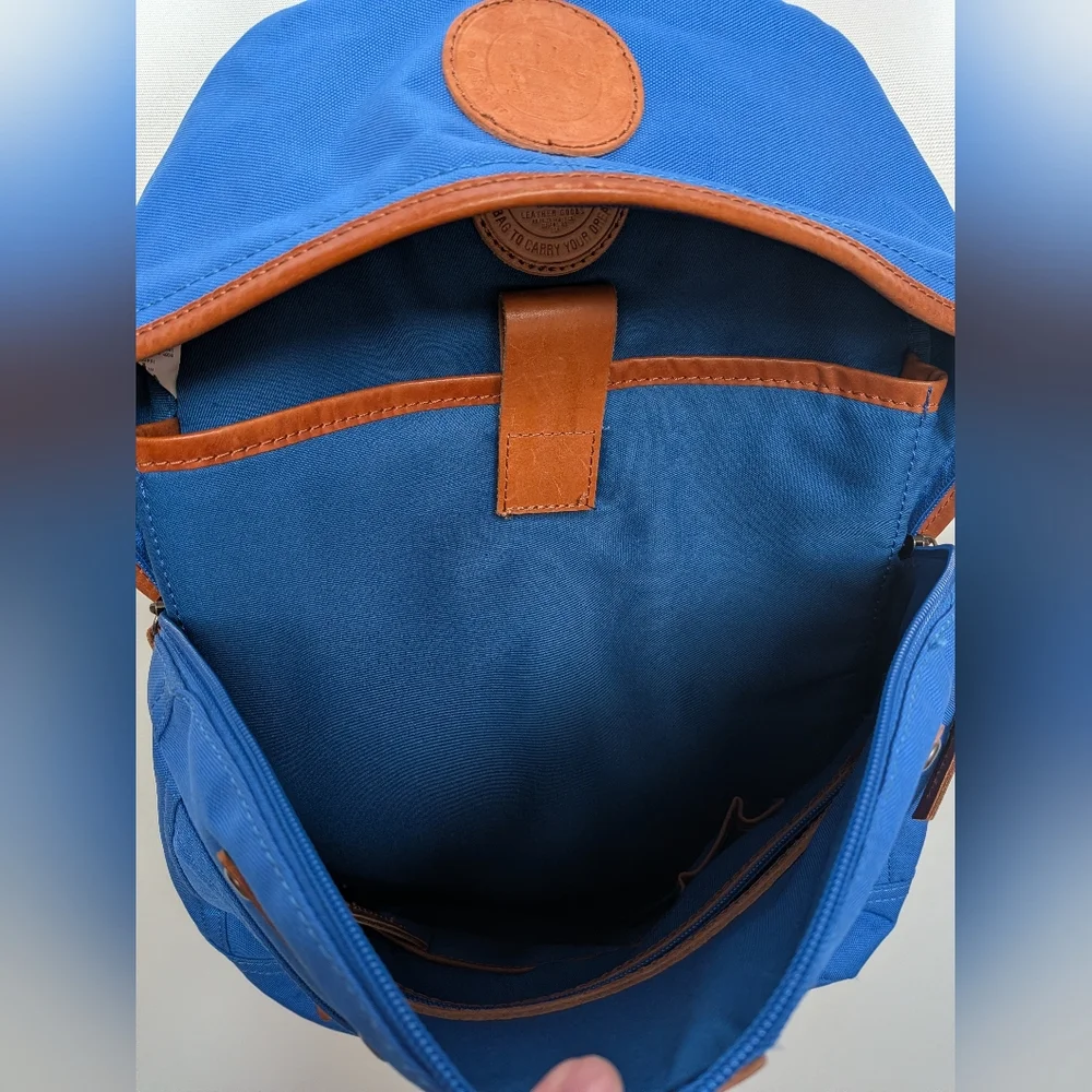 Will Leather Goods Colorblock Blue Leather Accent Backpack
